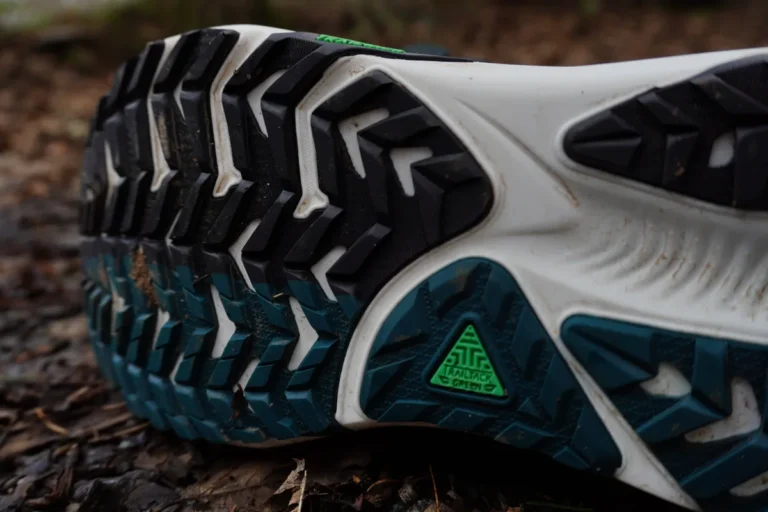 trail running shoes on pavement